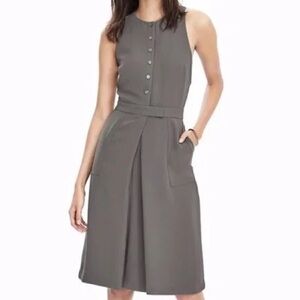 Banana Republic Gray Button-Front Sleeveless Dress